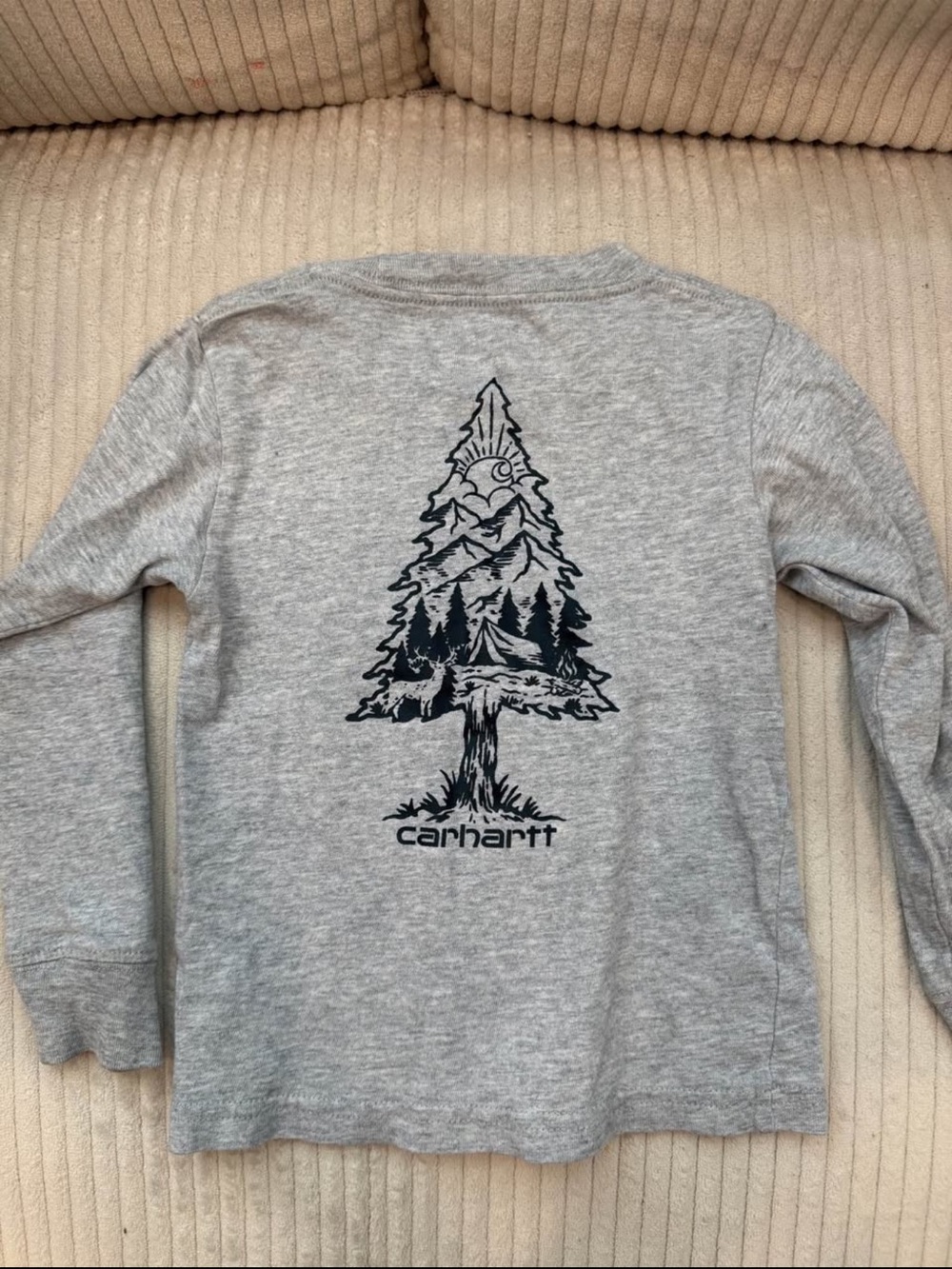 Carhartt Gray Long Sleeve Tee with Black Tree Graphic